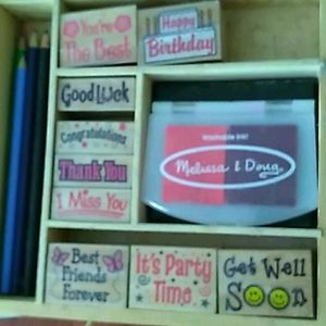 ⚜️ RUBBERS STAMP Melissa & Doug WOODEN Stamp Craft Education KIT VNUC